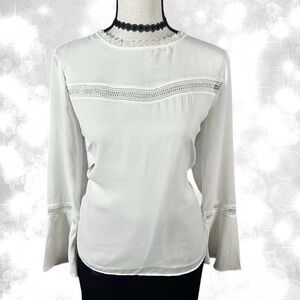 Preppy Cottagecore White Lace Trim Blouse